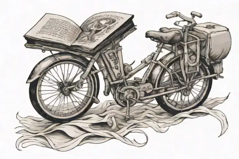 sailboat noodles bicycle harmonica books swim laughter tattoo design idea