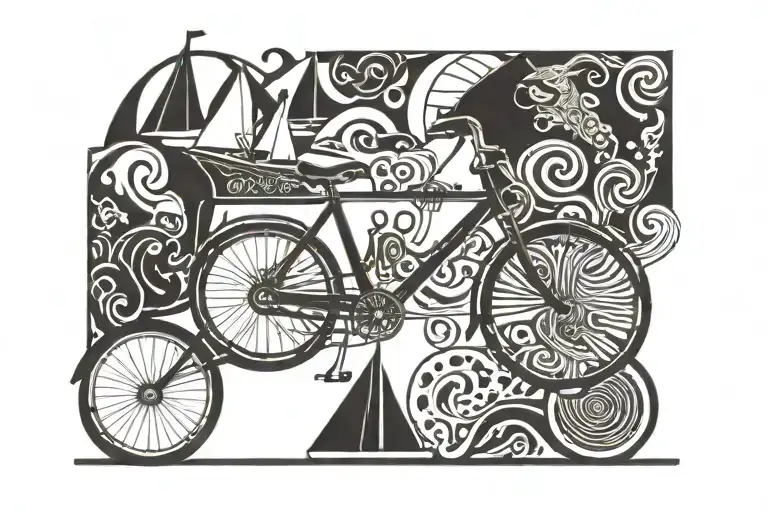 sailboat noodles bicycle harmonica books swim laughter tattoo design idea