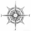 one half compass and other half chariot wheel of Mahabharat inthe middle bow and arrow  tattoo design idea