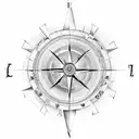 one half compass and other half chariot wheel of Mahabharat inthe middle bow and arrow  tattoo design idea