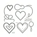 A small fine heart shaped tattoo with the years 2007, 2005, 1986 and 1978 on the border tattoo design idea