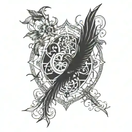 gothic artwork combining elements tattoo design idea