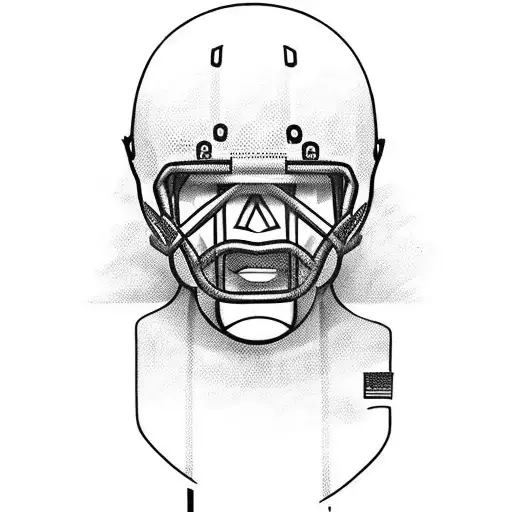 American football player with a helmet made of Nordic runes tattoo design idea