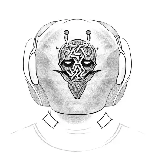 American football player with a helmet made of Nordic runes tattoo design idea