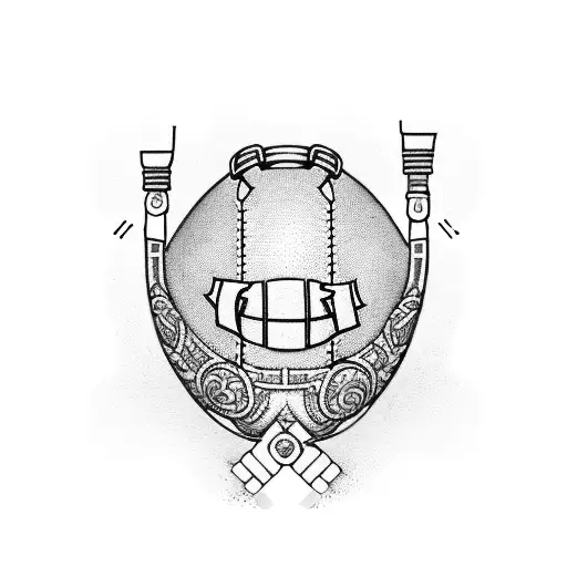 Worker with a tool belt holding a football made of Nordic symbols tattoo design idea