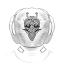 American football player with a helmet made of Nordic runes tattoo design idea