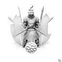 Nordic warrior with a football-shaped shield and a worker's tool tattoo design idea