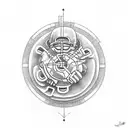Worker with a tool belt holding a football made of Nordic symbols tattoo design idea