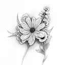 daisy delphiniums  tattoo design idea