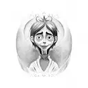 A unique tattoo idea combining the movie Coraline tattoo design idea