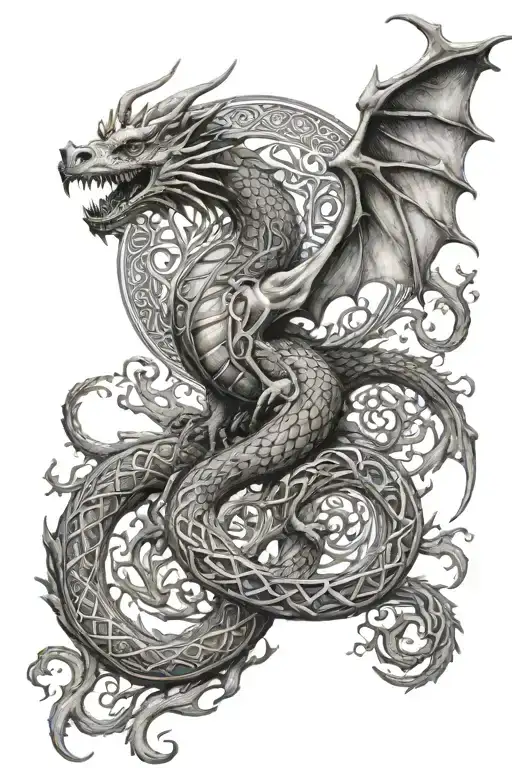 dragon celtic tree of life tattoo design idea