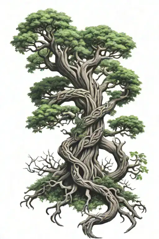 celtic dragon tree of life intertwined tattoo design idea