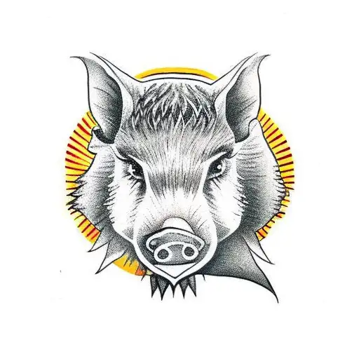 wild boar thai style tattoo design idea