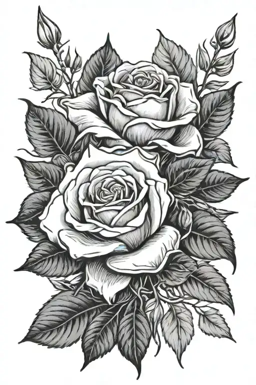 rose and jasmin flower tattoo design idea