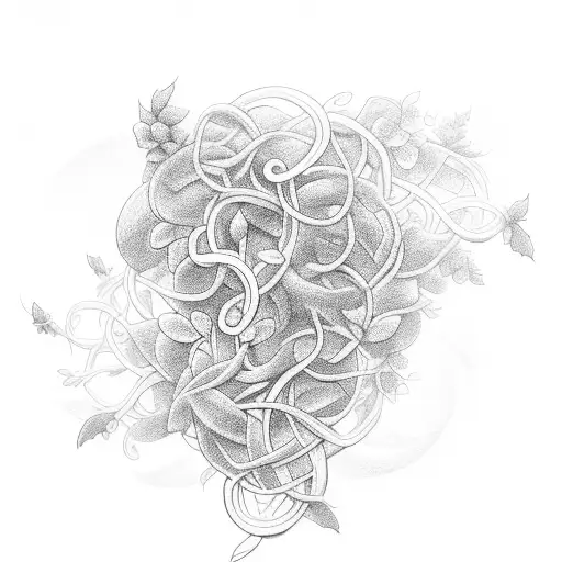 A gamer controller entwined with vines and blooming flowers tattoo design idea