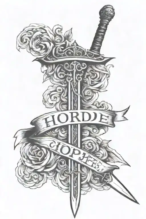sword and word HOPE tattoo design idea