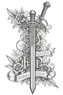 sword and word HOPE tattoo design idea