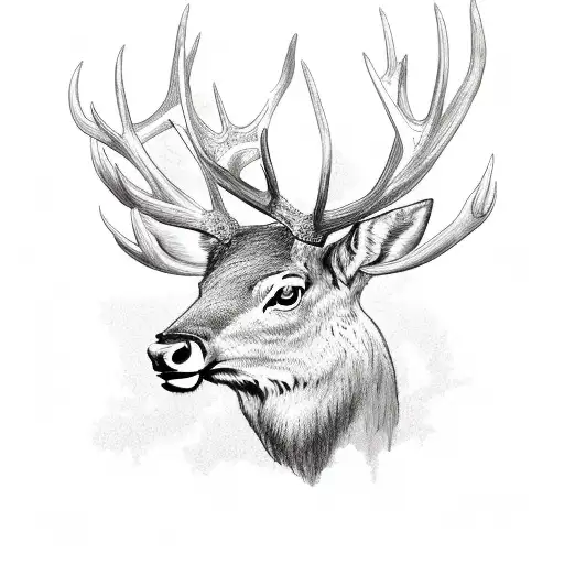elk with roses tattoo design idea