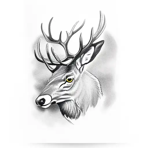elk with roses tattoo design idea