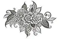 Polynesian tribal pattern with polynesian flower and English Rose  tattoo design idea