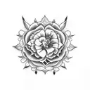 larkspur and marigold tattoo design idea