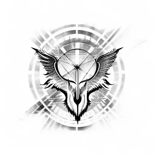 lone wolf with wings tattoo design idea