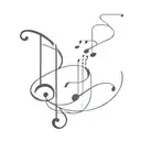 A minimalist tattoo design incorporating music notes and cigarette smoke tattoo design idea