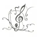 A minimalist tattoo design incorporating music notes and cigarette smoke tattoo design idea
