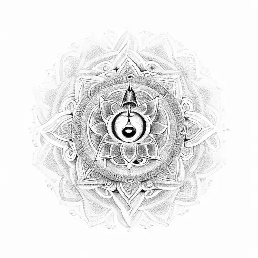 An intricate mandala with Lord Shiva's third eye in the center tattoo design idea