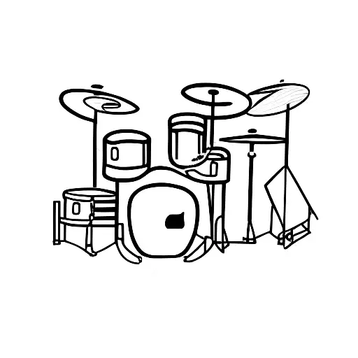 Minimalist tattoo of a drum set with subtle nods to Cuba and Ghana tattoo design idea