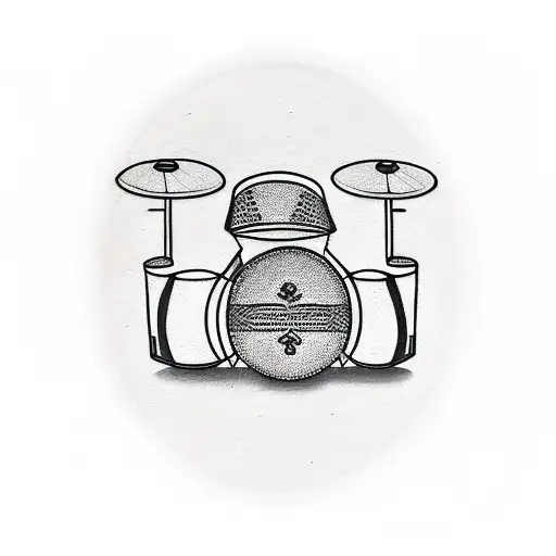 Minimalist tattoo of a drum set with subtle nods to Cuba and Ghana tattoo design idea