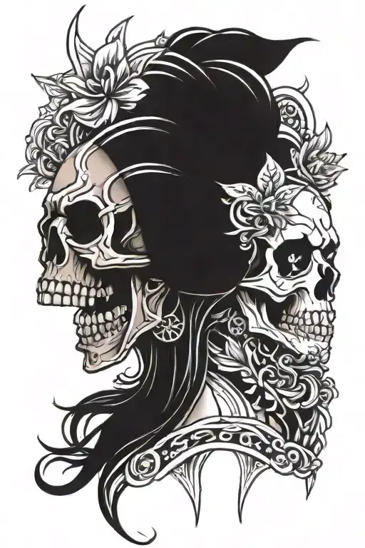 skull and kali goddess tattoo design idea