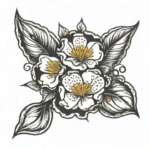 mountain laurel flower with california poppy flower tattoo design idea