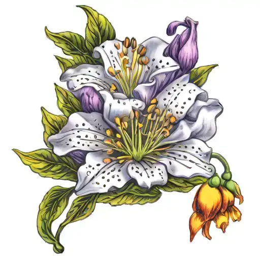 mountain laurel flower with california poppy flower tattoo design idea