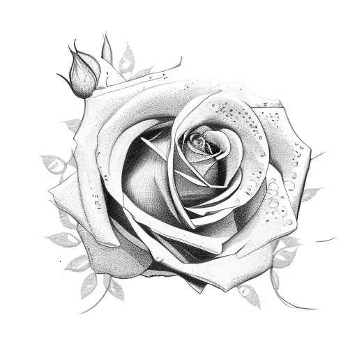 roses with broken clock  tattoo design idea