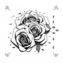 roses with broken clock  tattoo design idea