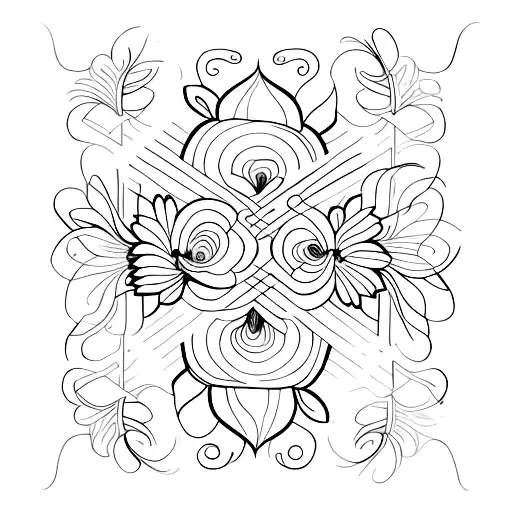 Ava and Ella as elegant script intertwined with floral elements tattoo design idea
