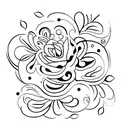 Ava and Ella as elegant script intertwined with floral elements tattoo design idea