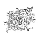 Ava and Ella as elegant script intertwined with floral elements tattoo design idea