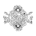 Ava and Ella as elegant script intertwined with floral elements tattoo design idea