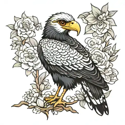 crested caracara cute tattoo design idea