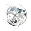 moon with a wave of water in front of it tattoo design idea