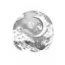 moon with a wave of water in front of it tattoo design idea