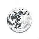 moon with a wave of water in front of it tattoo design idea