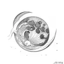 moon with a wave of water in front of it tattoo design idea