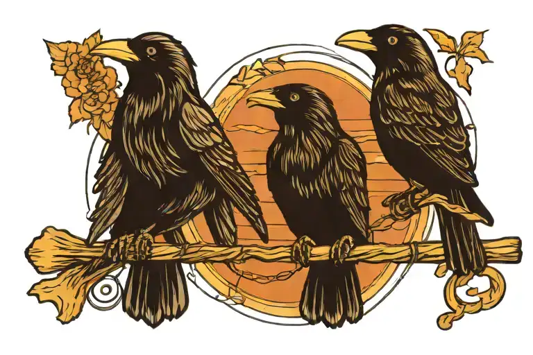 Three black birds on a power line Lighting strikes one went to heaven one went to hell one went to jail tattoo design idea