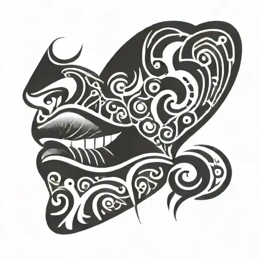 mouth eye ear black and 1 ear tattoo design idea