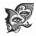 mouth eye ear black and 1 ear tattoo design idea
