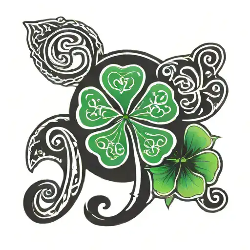 3 leaf clover with initial c c k Celtic font tattoo design idea