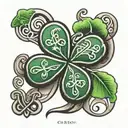 3 leaf clover with initial c c k Celtic font tattoo design idea